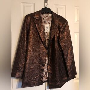 Southern Grace Womens Blazer XL Sparkly Brown Suit Coat Western Rodeo $99 Retail